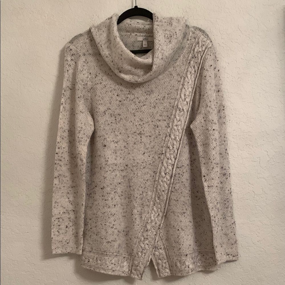 Croft & Barrow Gray Turtleneck Sweater with Cable Knit Detail Women’s Size L